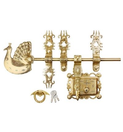 Manichitratazhu  –  Mayur Head Design | Brass Matte Finish | Traditional Door Fitting
