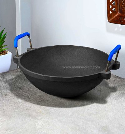 Premium Pre-Seasoned Cast Iron Kadai | Traditional Cookware for Healthy Cooking