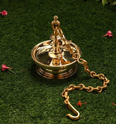 Handmade Brass Hanging Lamp | Traditional Indian Oil Diya
