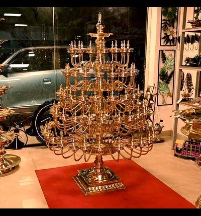 Mannar Craft Brass Big Decorative Lamp - 5.5 feet