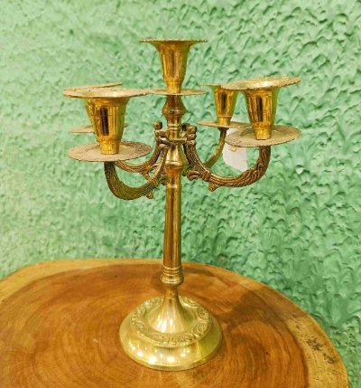 Pure Brass Candle Holder - Cup Candle Holder (Gold, Pack of 1) |Vintage Table Centerpiece for Antique Home Decor