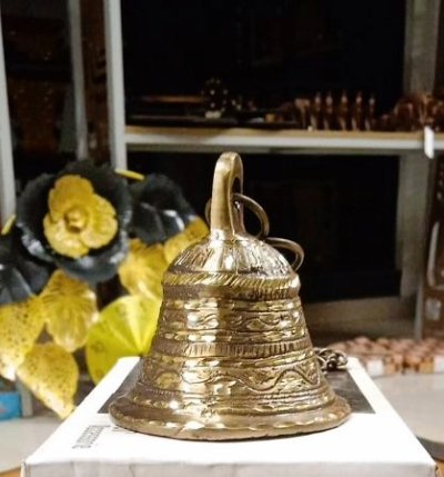 Hanging Bell Big with chain-3.5 Inch Antique