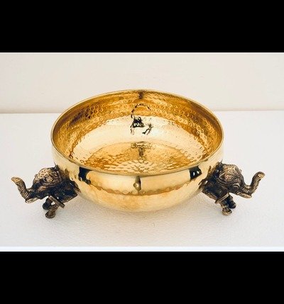 Brass Decorative Uruli with Elephant Stand-special