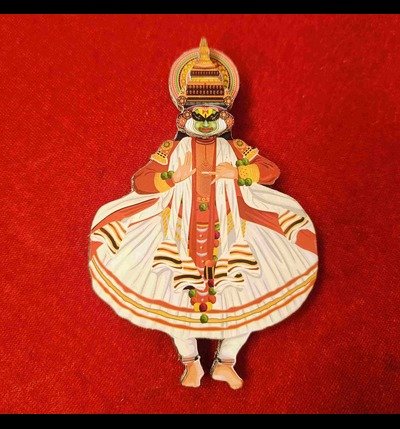 Dancing Printed Kathakali MDF Fridge Magnet – 4 Inch | Handcrafted Kerala Souvenir