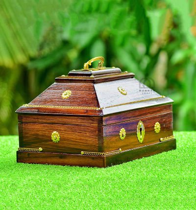 Handmade Kerala Traditional Rectangular Jewel Box with Lock – Elegant & Secure Storage