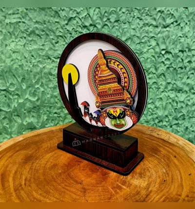 Eye-Catching MDF Table Decor with Printed Kathakali and Vallamkali Design - Unique Home Decor Piece