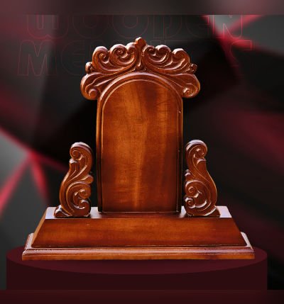 Premium Mahogany Wood Memento – 31 cm Handcrafted Wooden Trophy for Awards, Gifts & Home Decor | Elegant Souvenir by Mannar Craft