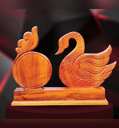 Premium Mahogany Wood Arayannam Memento – 30 cm Handcrafted Wooden Bird Sculpture | Kerala Cultural Decor & Gift by Mannar Craft