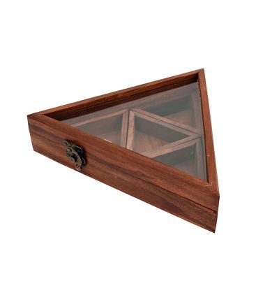 Triangular Wooden Spice Box with Dry Fruits