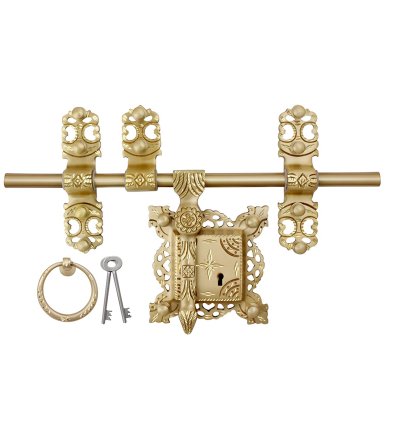 Mini Manichitratazhu Door Lock Set Without Head/Kerala Door Lock/ Brass Aldrop with Matte Finish 