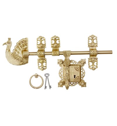 Mini Manichitratazhu Aldrop – Mayur Head Design | Brass Matte Finish | Traditional Kerala Door Hardware