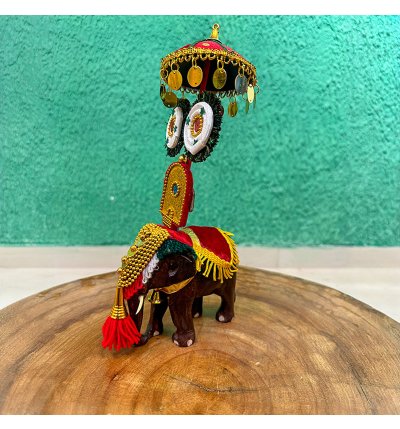Kerala Handcrafted Wooden Elephant Pooram Festival Sculpture For Decor & Gifting