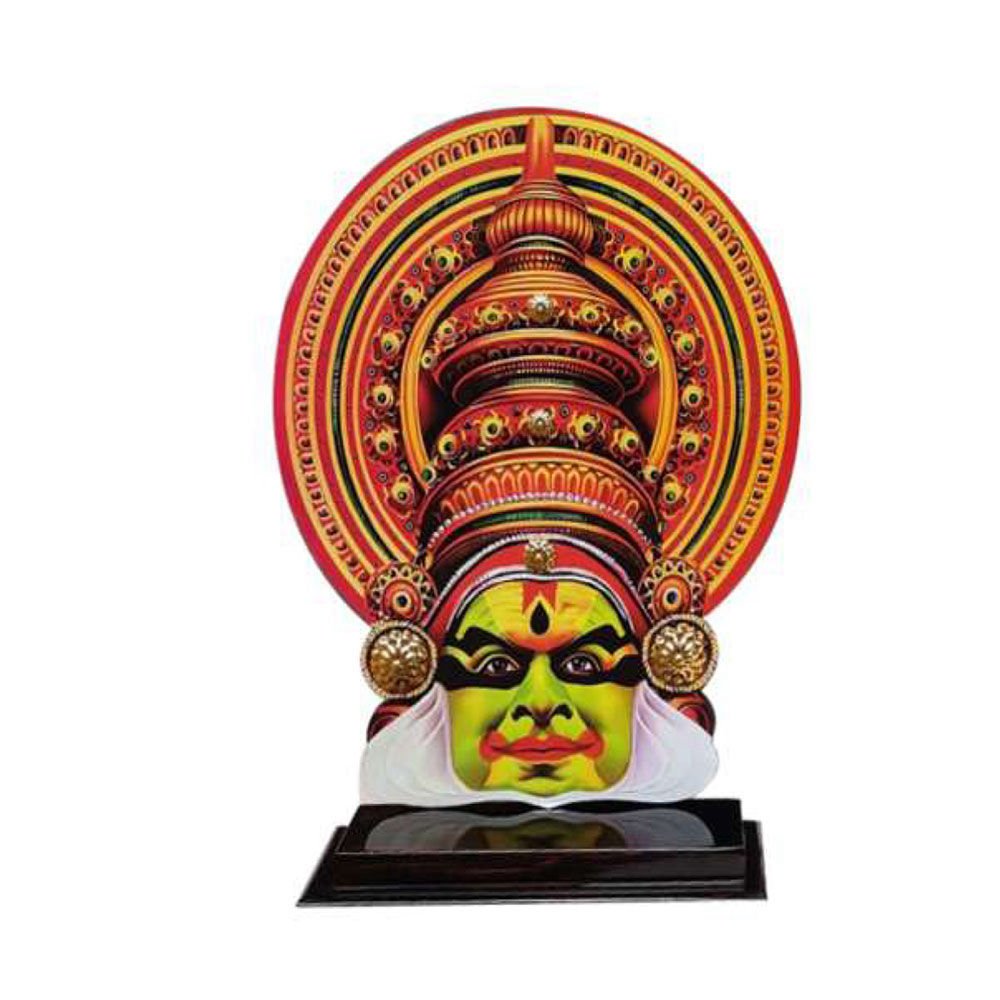  Printed Kathakali Face On Stand - MDF Table Decor - Model 2