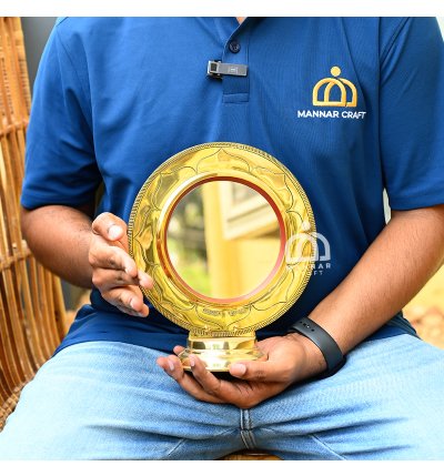 Authentic Round Model Aranmula Kannadi with Fixed Stand – 5.5 Inch Mirror