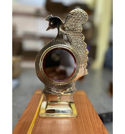 Authentic Aranmula Kannadi – Peacock Model M2 | 3 Inch Handmade Metal Mirror