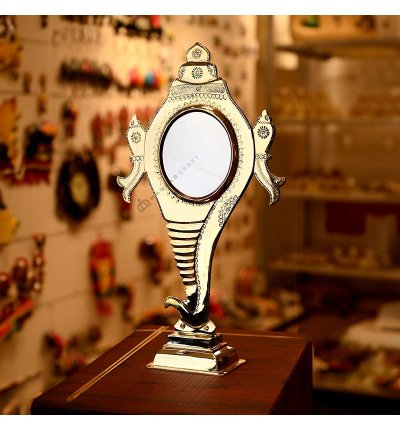 Aranmula Kannadi Shank Model with Peedom - Big Size - Metal Mirror - 5 Inch Mirror Size