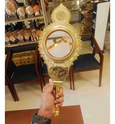 Original Handmade Aranmula VaalKannadi –  Authentic Metal Mirror | Kerala Traditional Mirror - 4 Inch