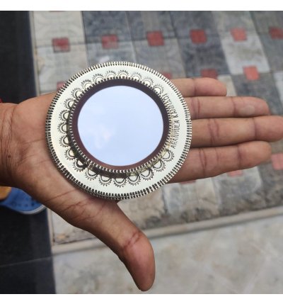 Round Aranmula Kannadi - 2.5 Inch | Authentic Handcrafted Kerala Mirror