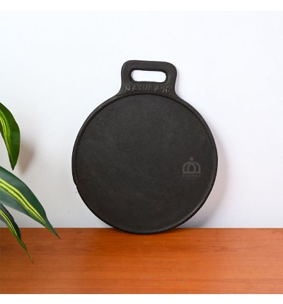 Pre-Seasoned Cast Iron Single Handle Tawa – Flat Bottom | Ready to Use for Roti, Paratha, Dosa & Uttapam