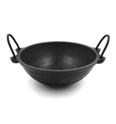 Pre-Seasoned Cast Iron Kadai | Heavy Duty Traditional Cookware for Deep Frying & Curry Cooking