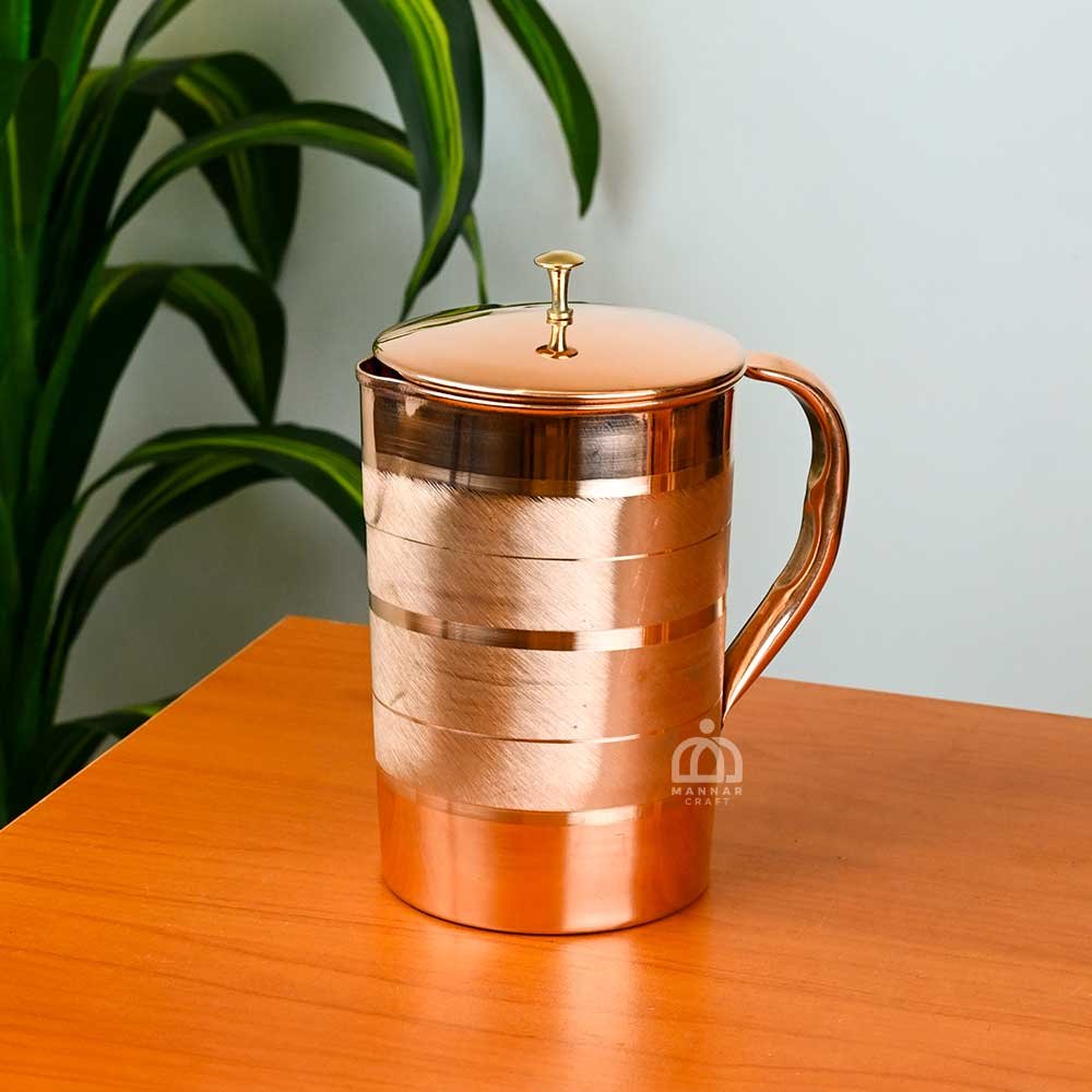 Premium Pure Copper Jug with Brass Knob – Health-Boosting Water Jar for Home & Office | Mannar Craft