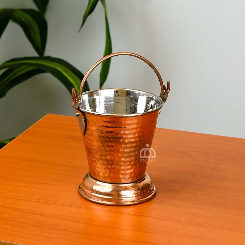 Copper-Steel Bucket | Traditional Serving & Decorative Tableware by Mannar Craft