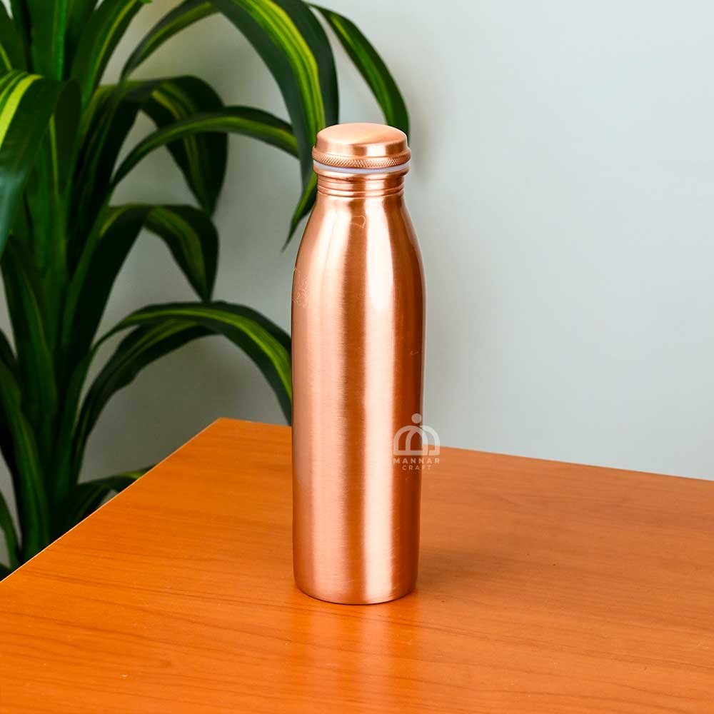 Pure Copper Water Bottle 1000ml – Matte Finish | Ayurvedic Leakproof Eco-Friendly Bottle by Mannar Craft