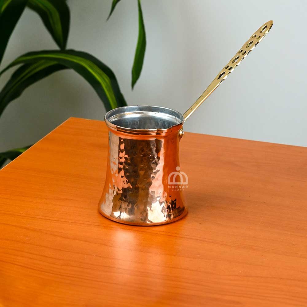 Handcrafted Copper Coffee Pot – Hammered Coffee Warmer with Handle | Turkish Style Copper Coffee Maker
