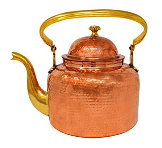 Copper Designer Mughlai Tea Pot with Inner Lining –  Mannar Craft Handcrafted Tea Serveware - 300 ml