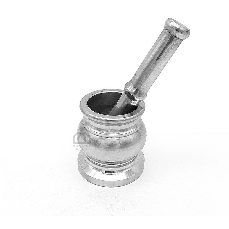 Pure Aluminium Mortar Pestle Set – Traditional Grinder for Spices & Herbs