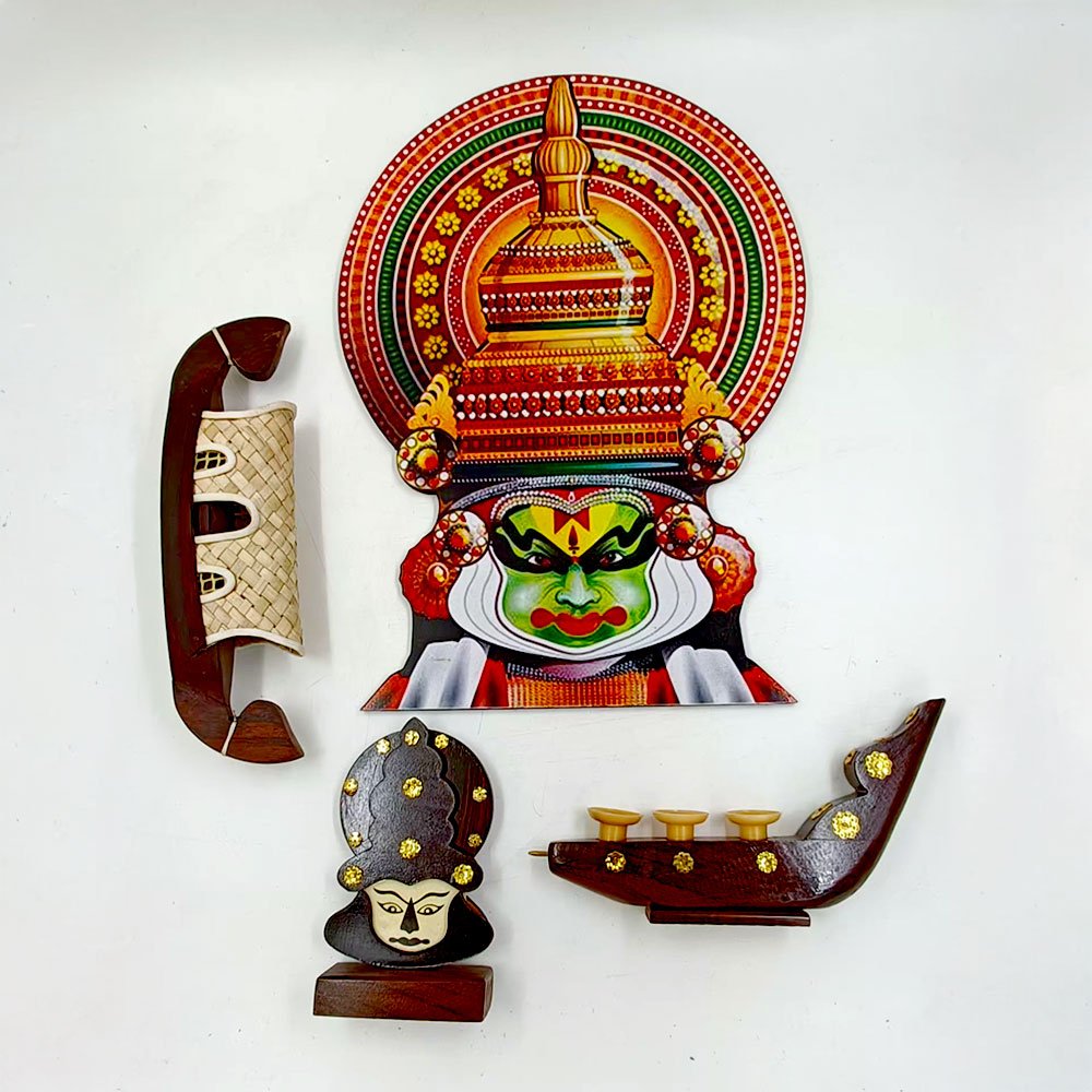 Exquisite Kerala Wooden Craft Combo - Handcrafted Wooden Artistry -1