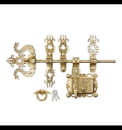 Manichitratazhu Aldrop – Shoolam Head Design | Brass Matte Finish | Traditional Door Fitting