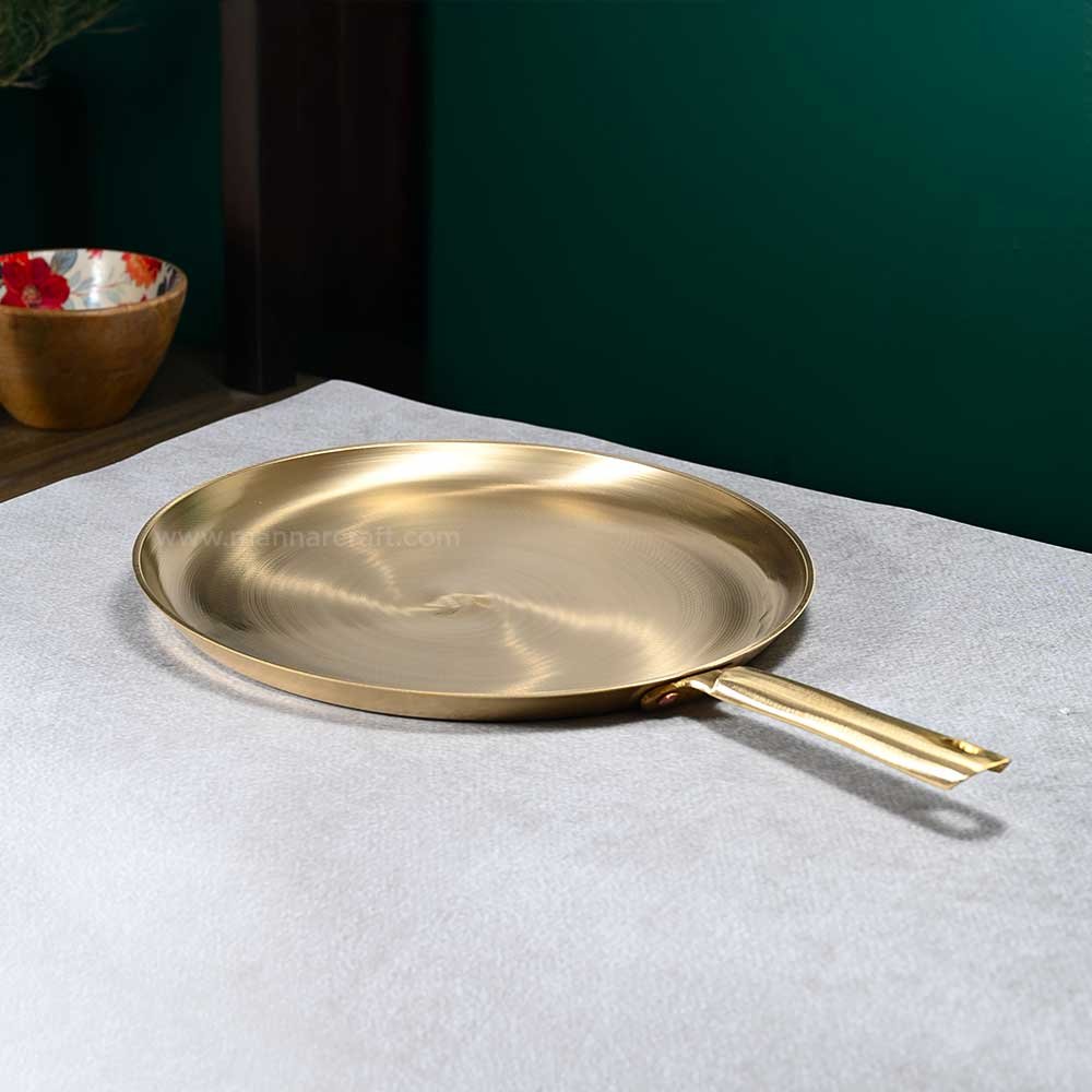 Bronze Tawa Pan with Long Handle | Traditional Handmade Cookware for Healthy Cooking