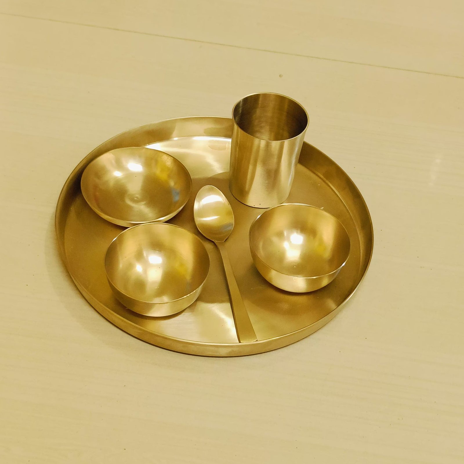 Bronze Kansa Exquisite Thali Set – 6 Pcs Matte Finish | Traditional Indian Bronze Dinnerware