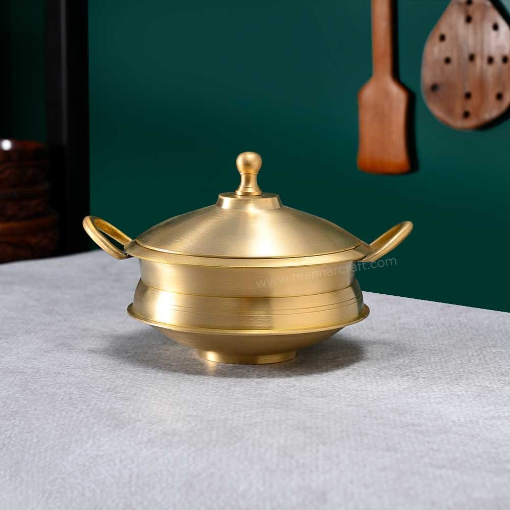 Bronze Handi with Lid – Traditional Kitchen Utensil for Serving & Gifting - Small