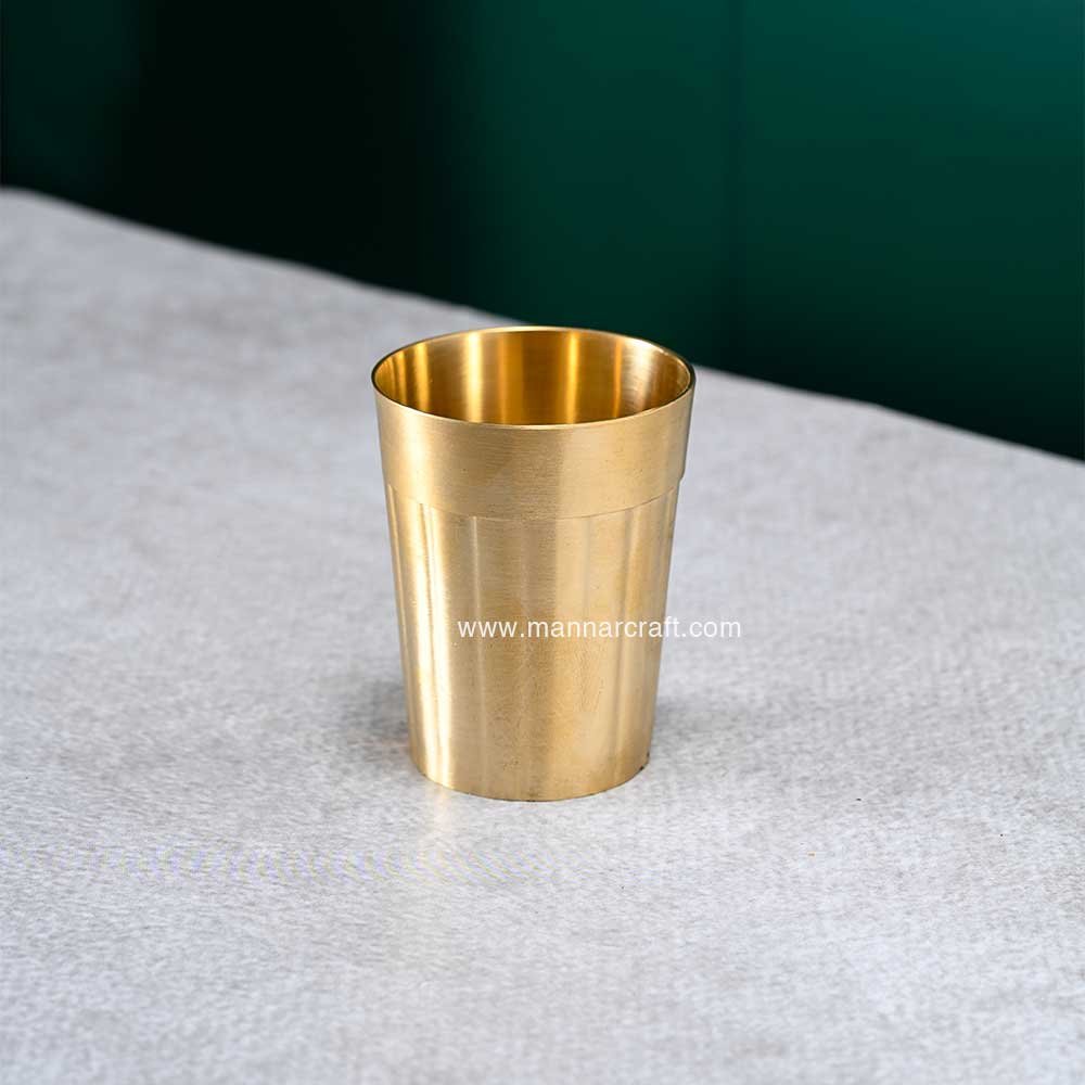 Handmade Bronze Tea Glass with Lining Design – Matt Finish | Elegant Tumbler for Drinkware & Tableware