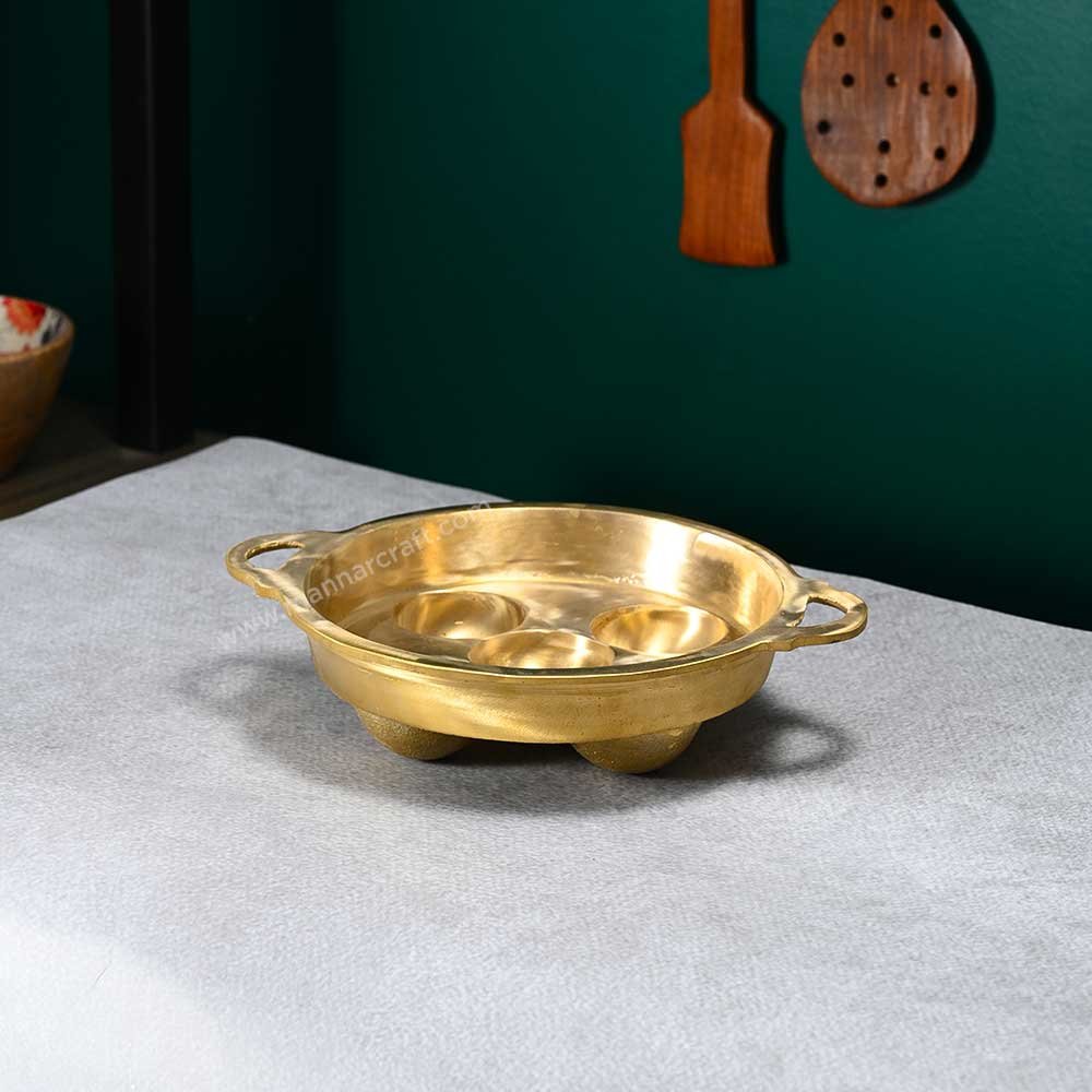 Bronze Traditional Paniyaram Pan – Authentic Unniyappam Chatti | 5 Mould Paddu Maker