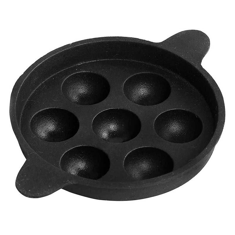 Pre-Seasoned Cast Iron Paniyaram Pan (7 Holes) | Unniyappam Pan – Non-Flat Bottom Traditional Cookware