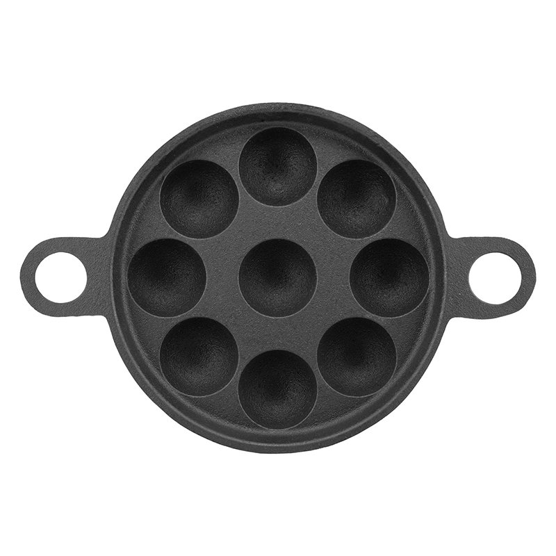 Pre-Seasoned Smooth Cast Iron Paniyaram Pan/Appam Pan/Kuzhi Pan Patra – 9 Mould
