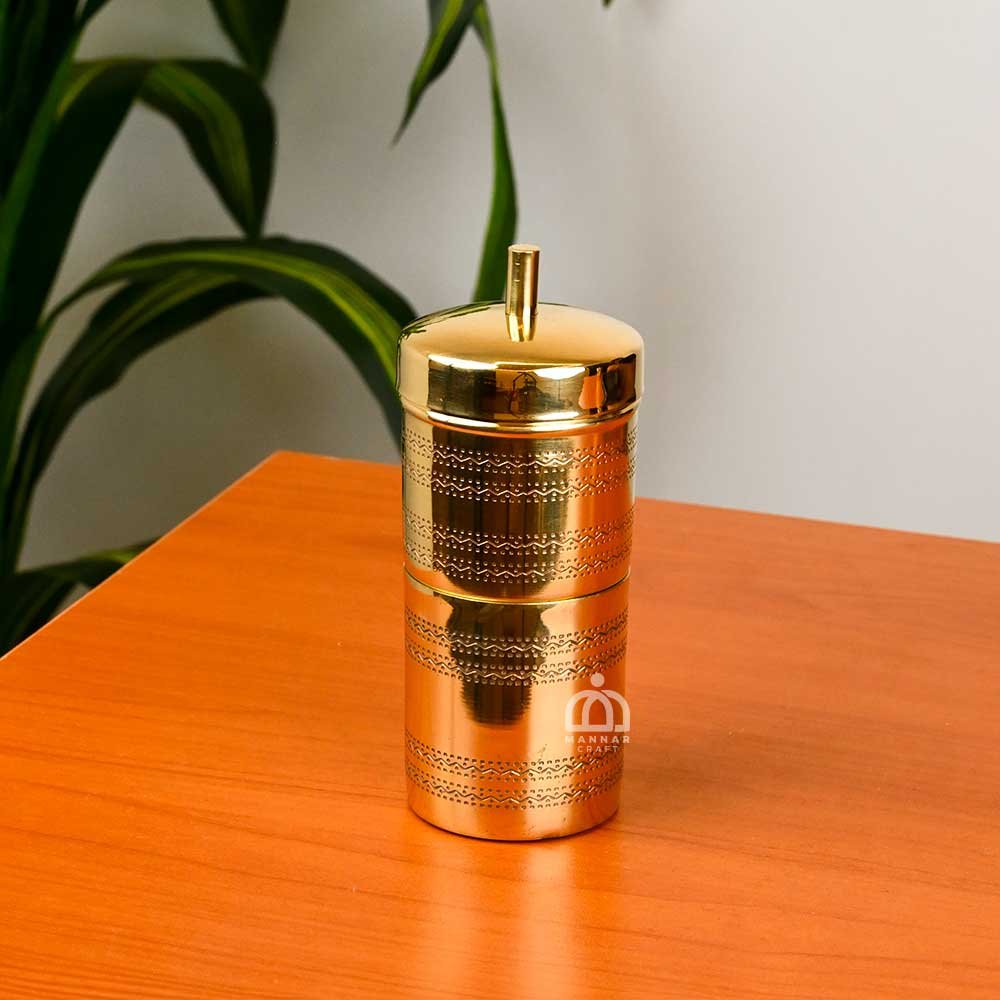 Etched Brass Coffee Filter –  Polished Finish | Ideal for Home, Office & Gifts