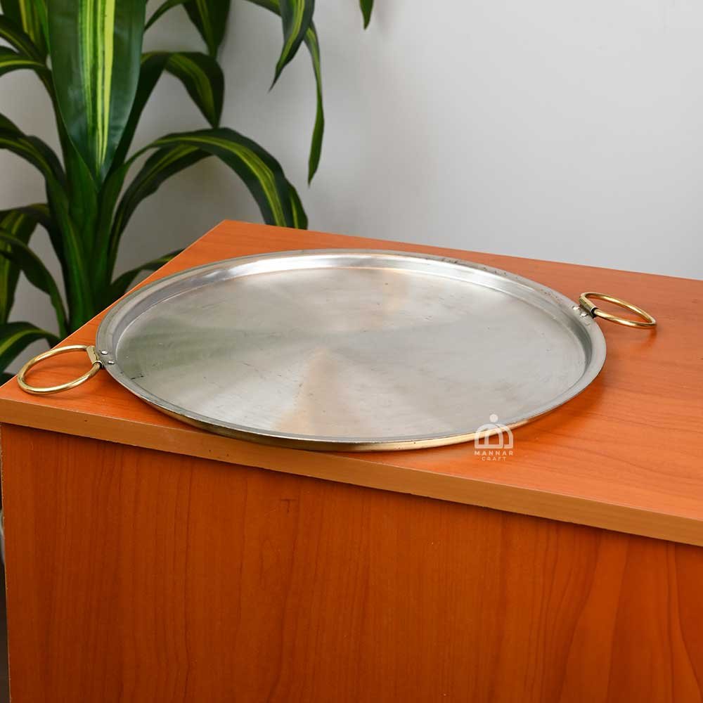 Traditional Brass Dosa Tawa with Tin Coating & Double Handles – Healthy Brass Cookware