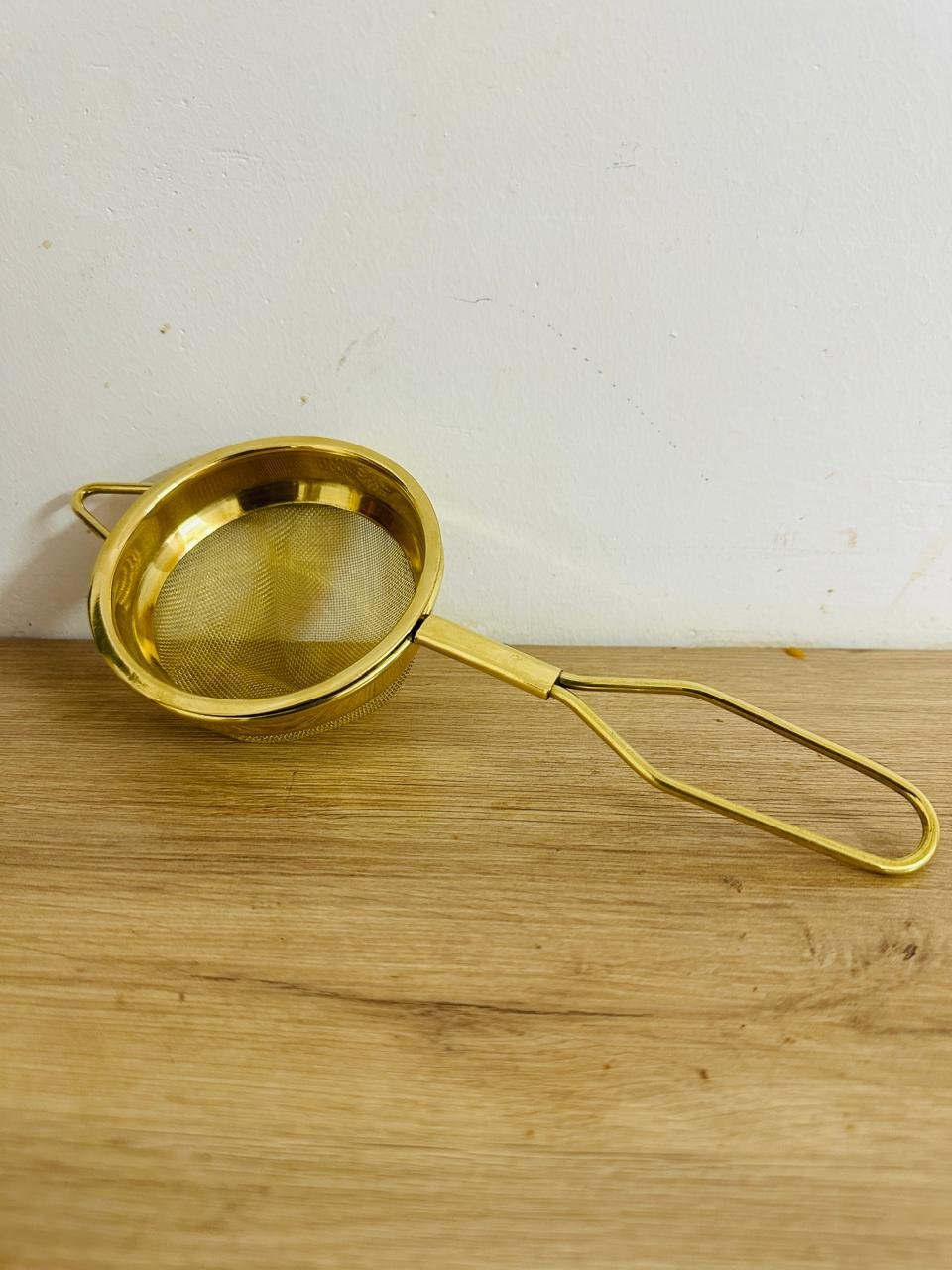 Handmade Brass Tea Strainer – Traditional Brass Tea Filter with Handle | Durable Indian Tea Infuser for Kitchen & Gifting