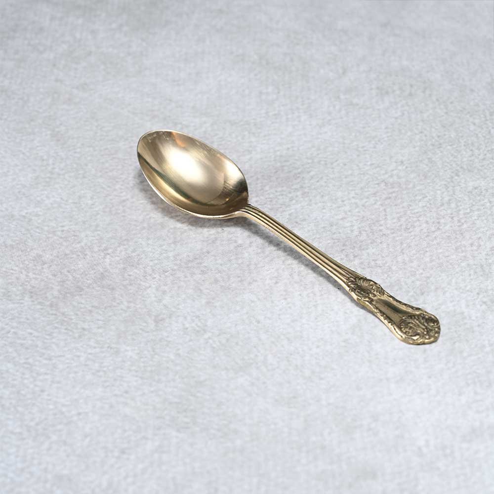 Handmade Pure Brass Designer Spoon – Elegant 7 Inch Serving Spoon for Kitchen & Dining