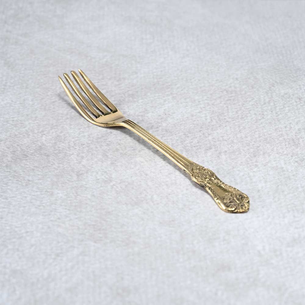 Golden Brass Design Fork | Elegant Handcrafted Brass Cutlery for Daily Use