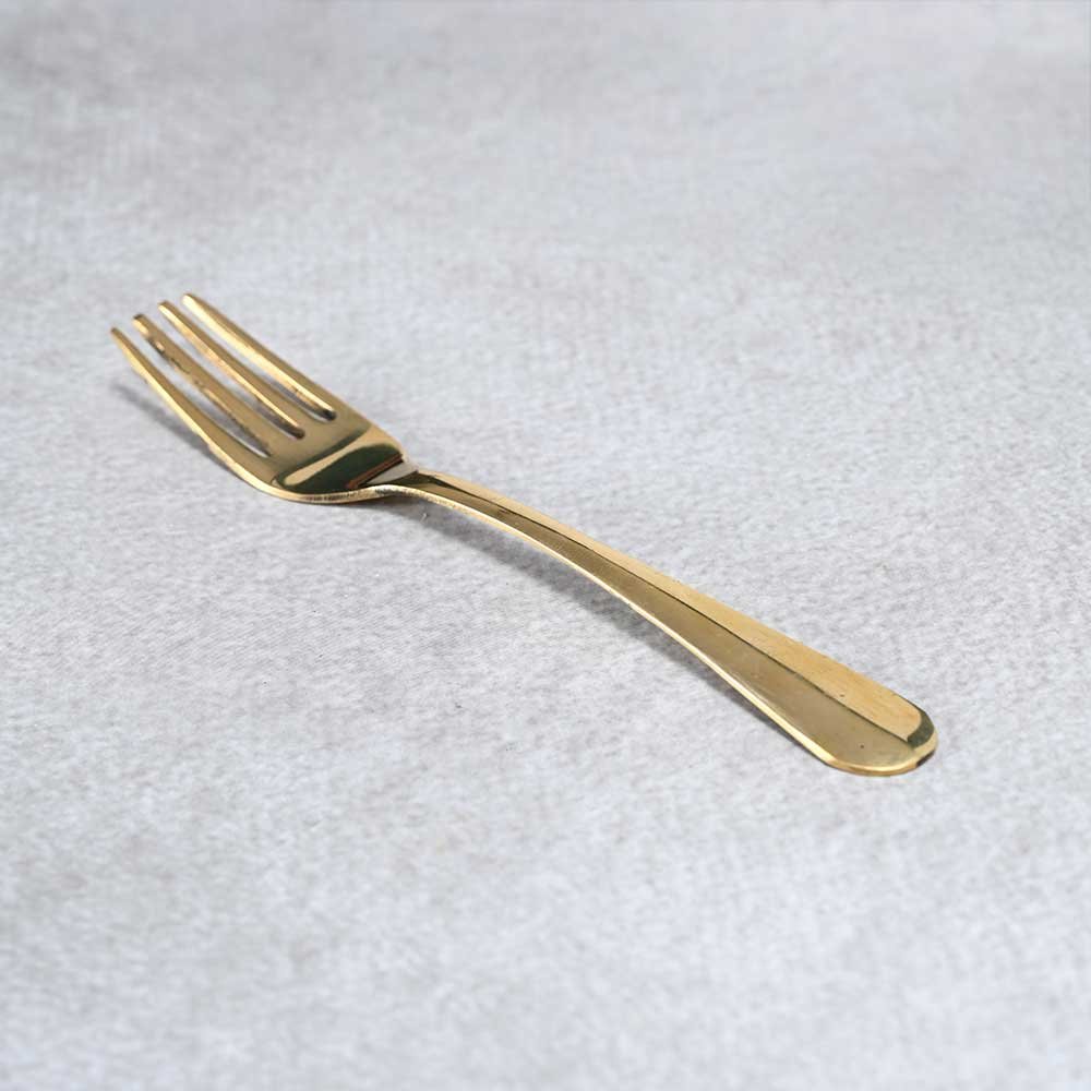 Golden Brass Fork - Premium 7-Inch Plain Design for Elegant Dining