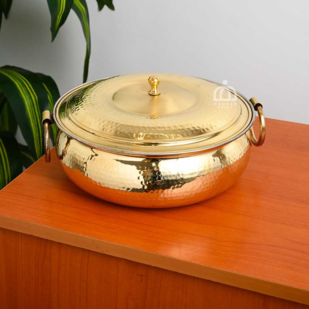 Hammered Brass Mughlai Patili with Tin Coating – Traditional Handcrafted Cookware