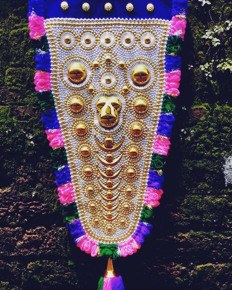 Mannar Craft Hand Made Nettipattam (Elephant Caparison) with Special work- Blue Top with Golden & Silver work