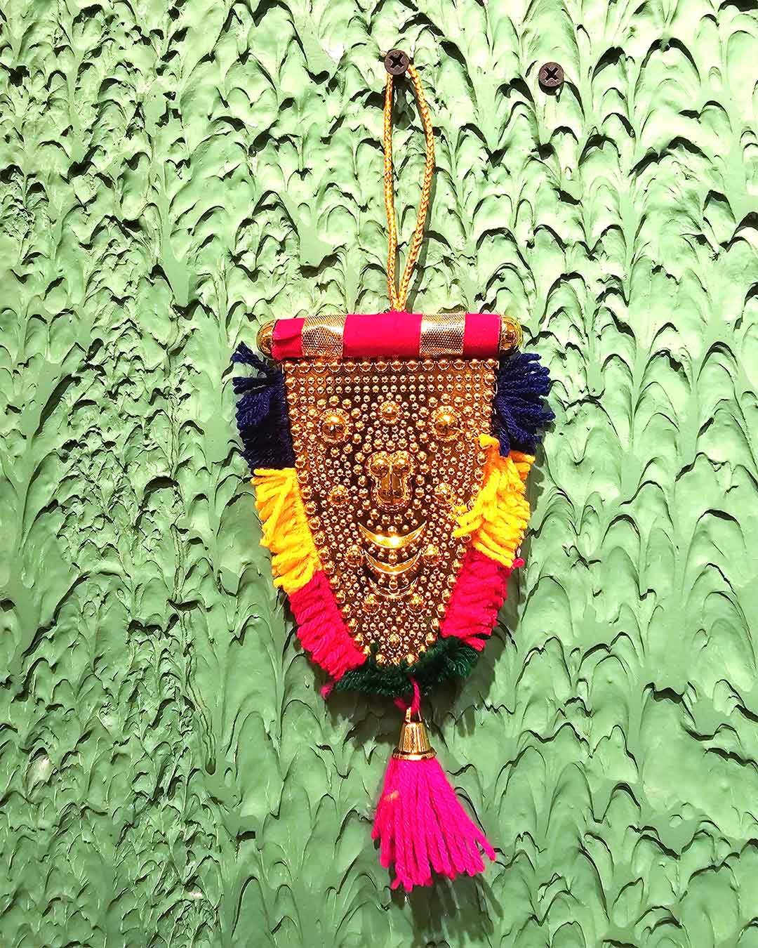 Small Nettipattam Wall Hanging – Traditional Kerala Elephant Caparison | Home & Car Decor – 14 cm