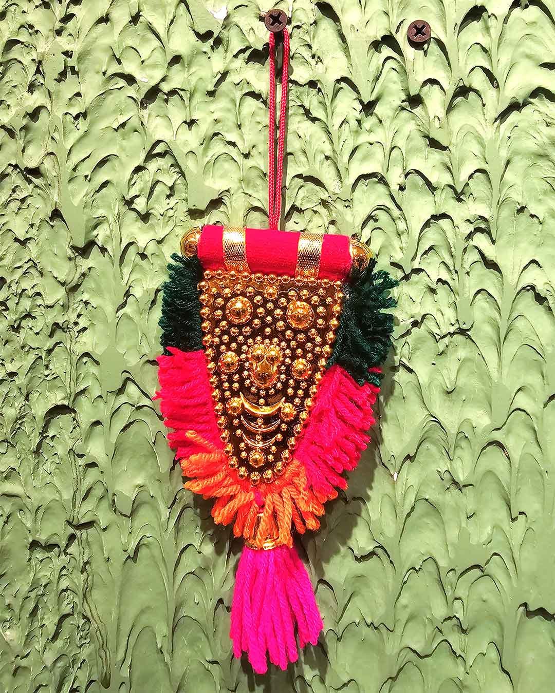 Nettipattam Wall Hanging – Traditional Kerala Elephant Caparison | Home & Car Décor – 17 cm