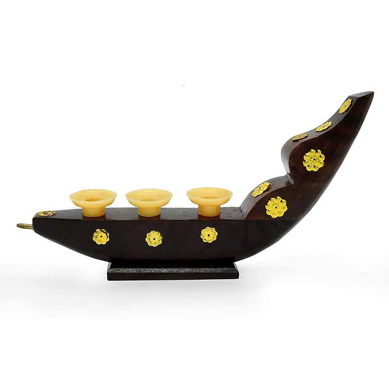 Traditional Kerala Chundan Boat Miniature with Pen Holder, 3 Holder